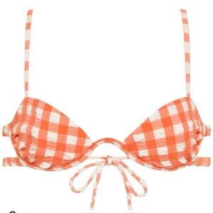 NWT Montce Shrimp Gingham Elany Tie-Up Bikini Top